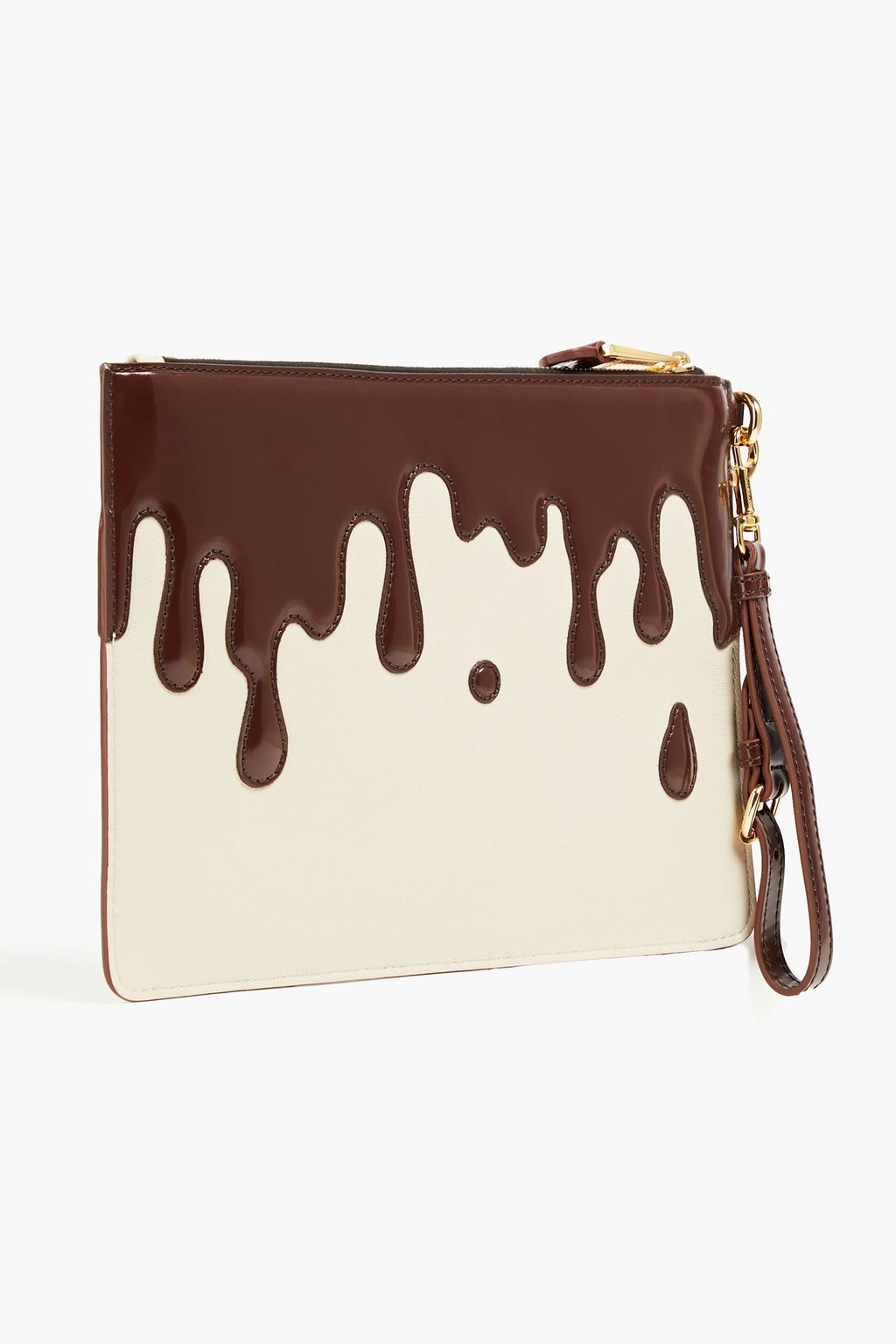 MOSCHINO Printed smooth and patent-leather pouch