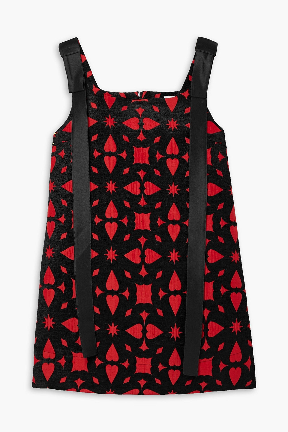 Minjukim Bow-embellished Jacquard Mini Dress In Black