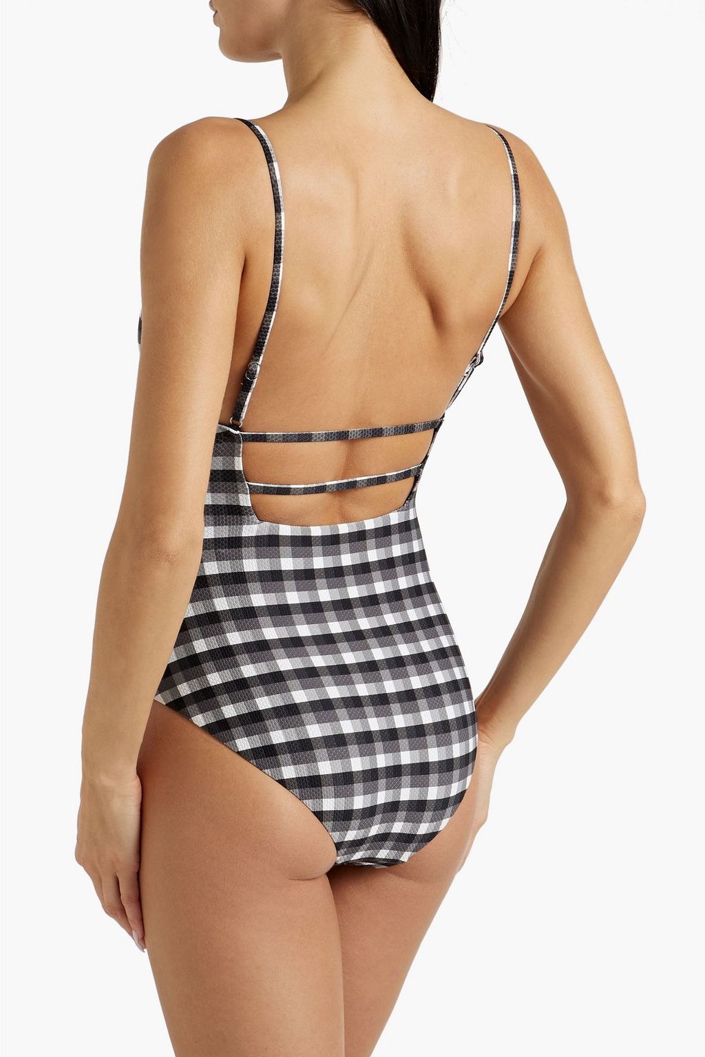 SEAFOLLY Portofino gingham stretch-jacquard swimsuit