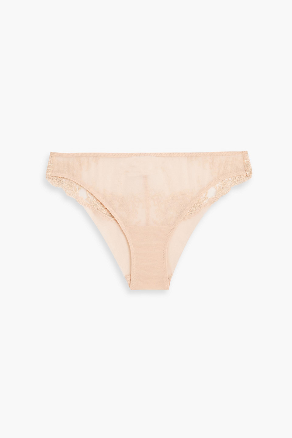 Lace-trimmed stretch-tulle low-rise briefs