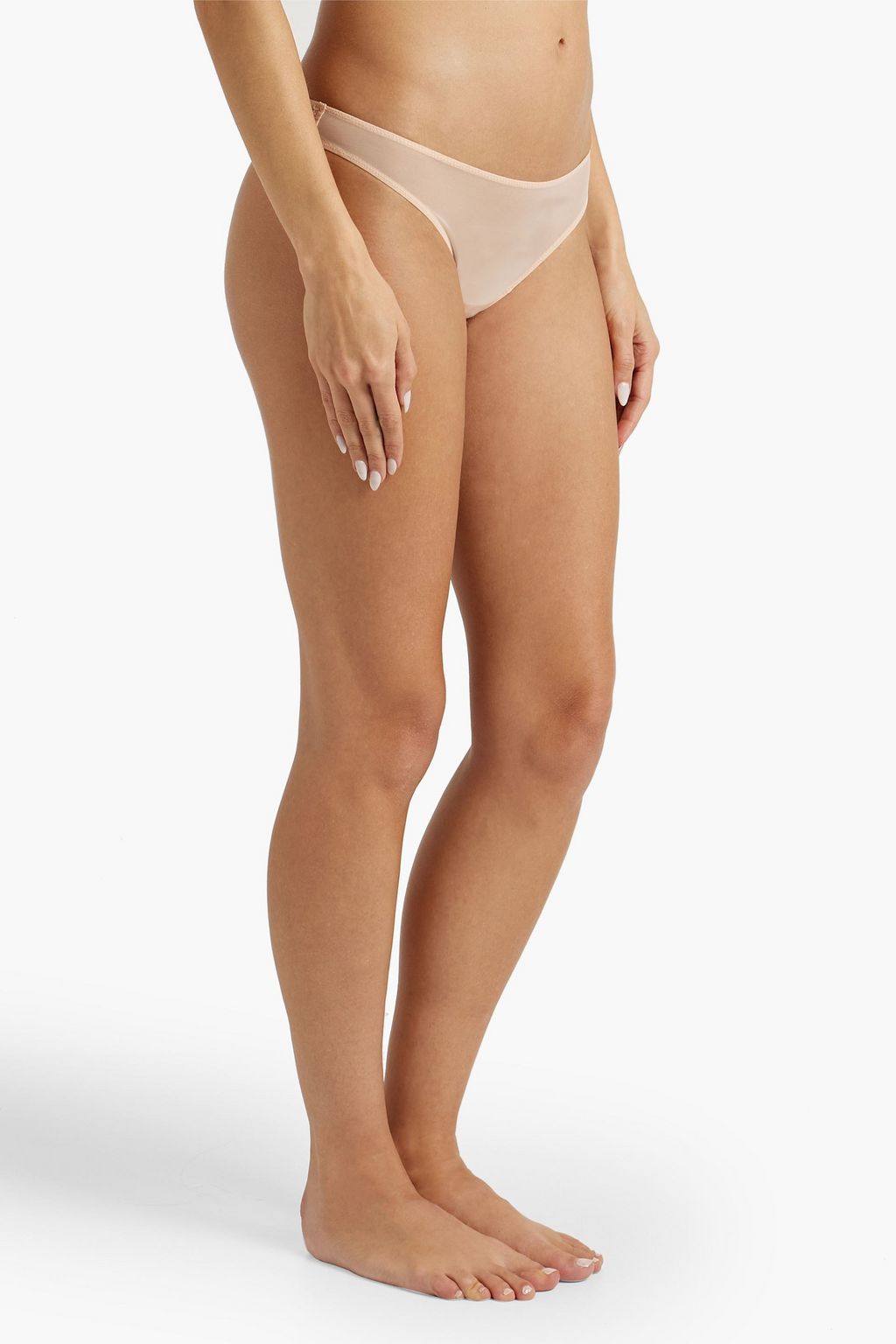 LA PERLA Lace-trimmed stretch-tulle low-rise briefs