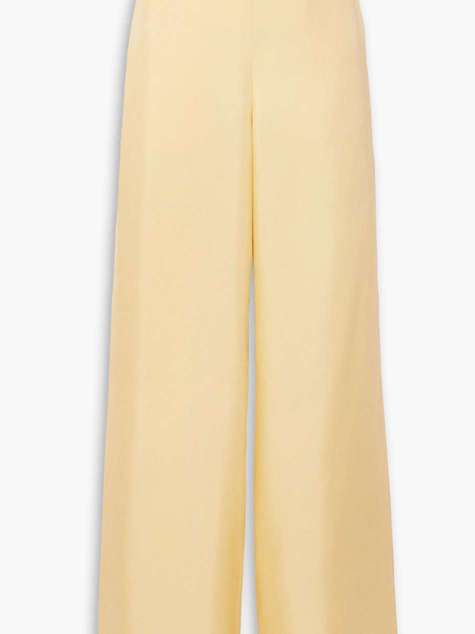 belted silk-twill wide-leg pants
