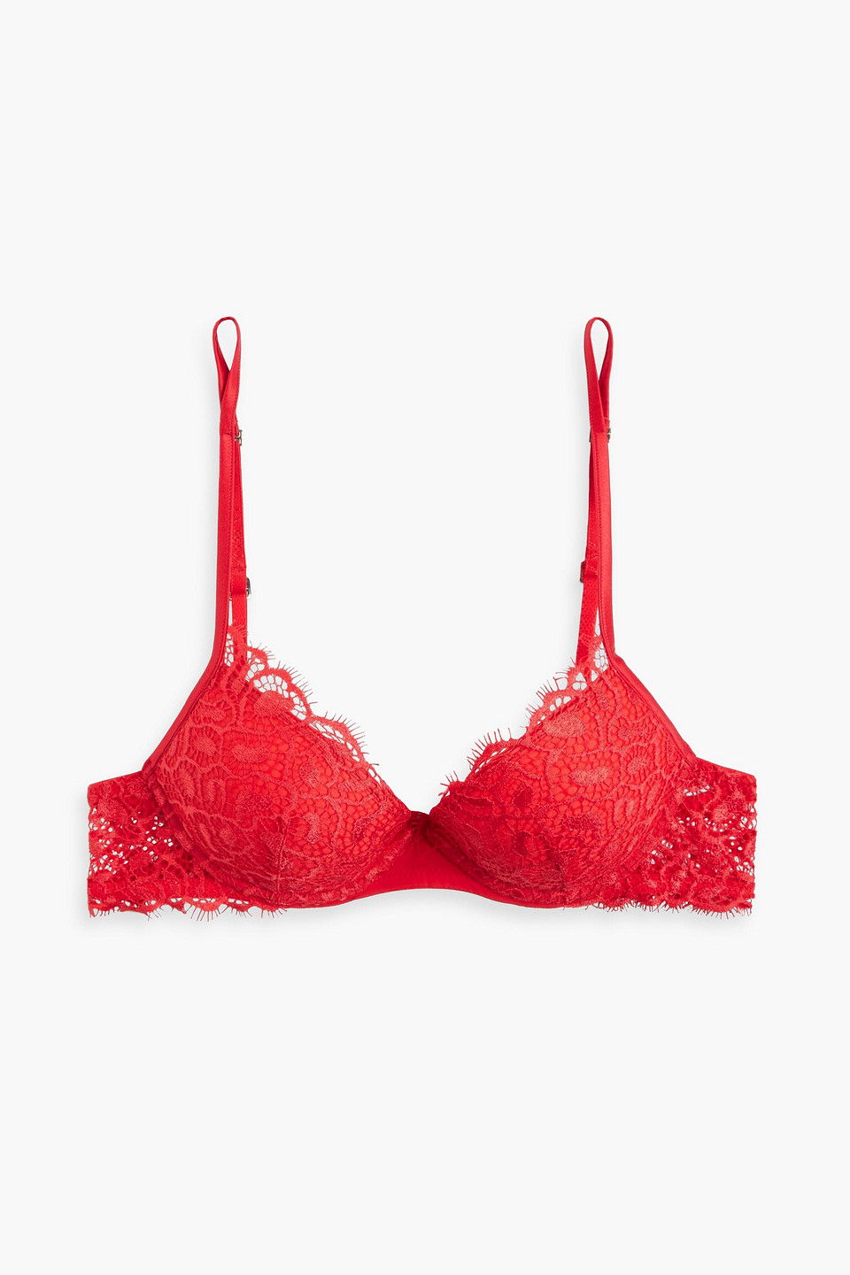 La Perla Stretch-lace Underwired Push-up Bra In Red