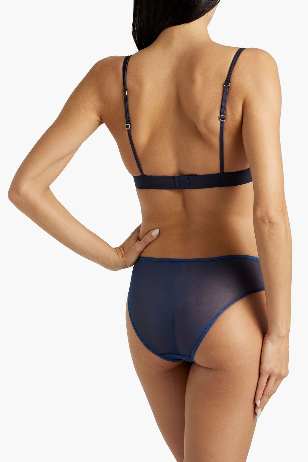 LA PERLA Lace-trimmed stretch-jersey and point d'esprit underwired bra
