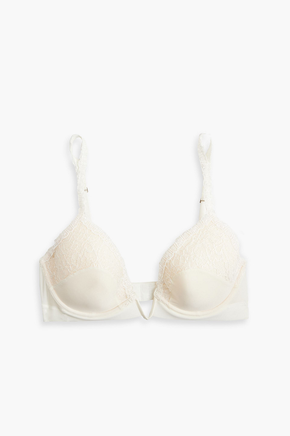 Corded lace and stretch-jersey underwired bra