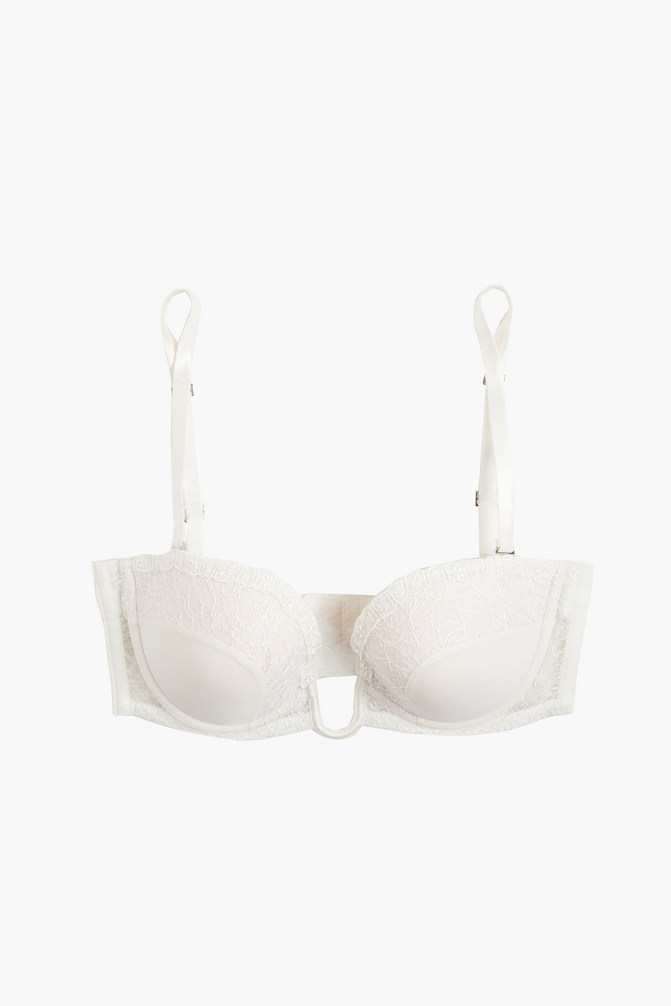 La Perla Corded Lace And Stretch-jersey Underwired Push-up Bra In Off-white