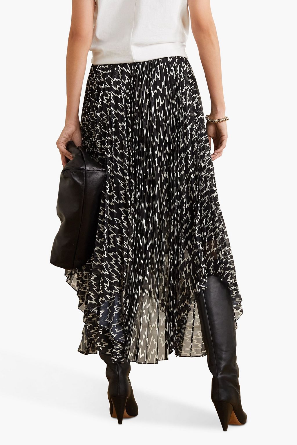 ISABEL MARANT Alena asymmetric pleated printed chiffon midi skirt