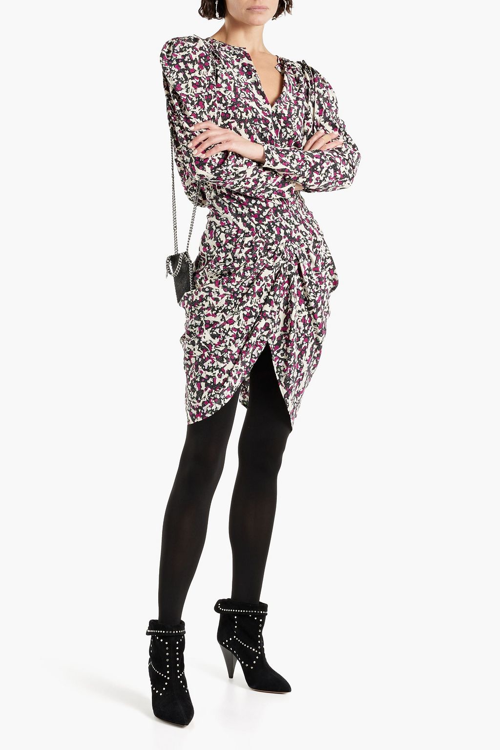 ISABEL MARANT Margaretia ruched printed silk-blend crepe de chine mini dress