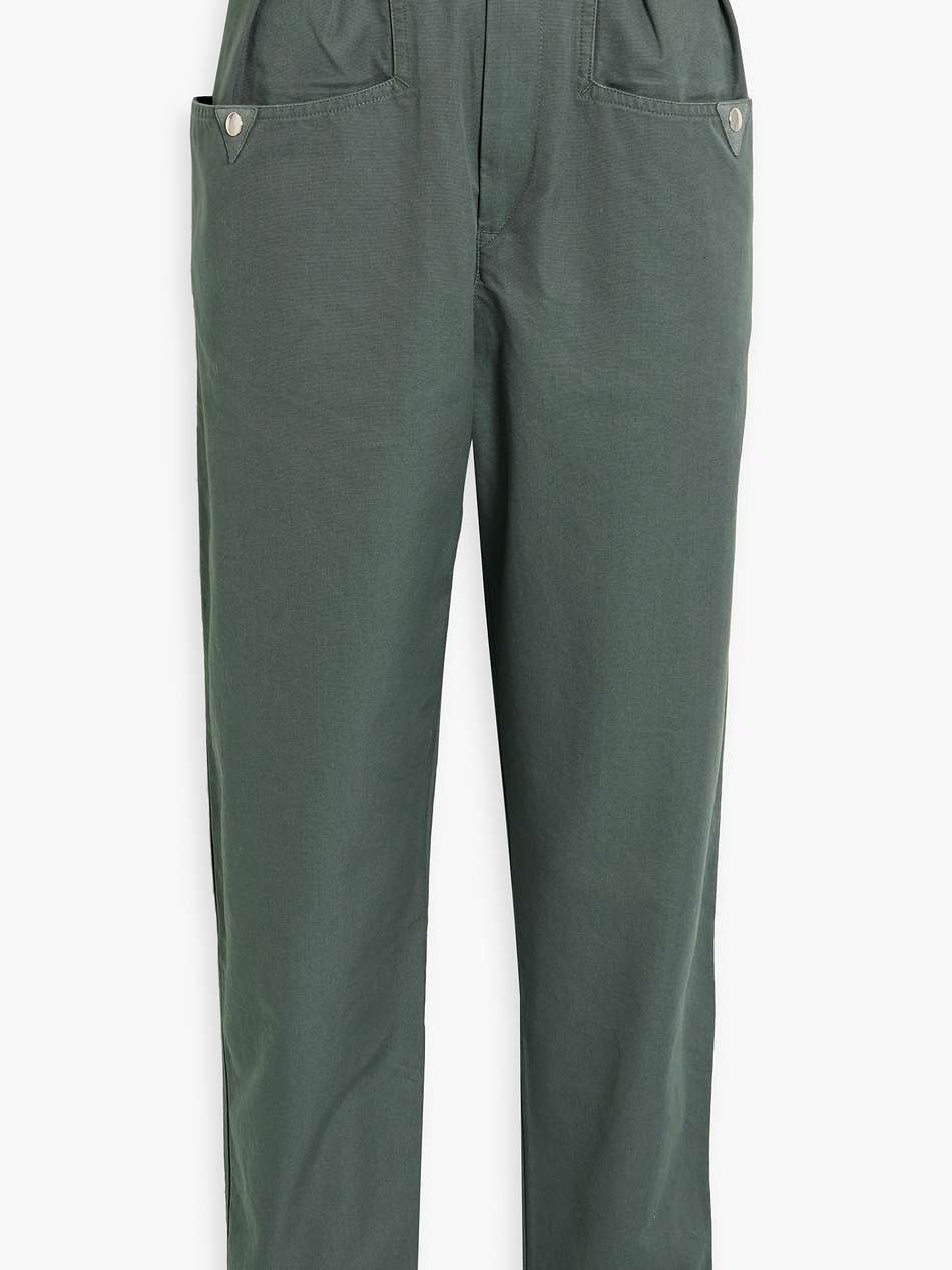pulcie suede-trimmed cotton tapered pants