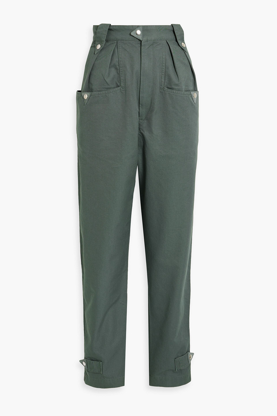 Isabel Marant Étoile Pulcie Cotton-canvas Tapered Trousers In Grey Green