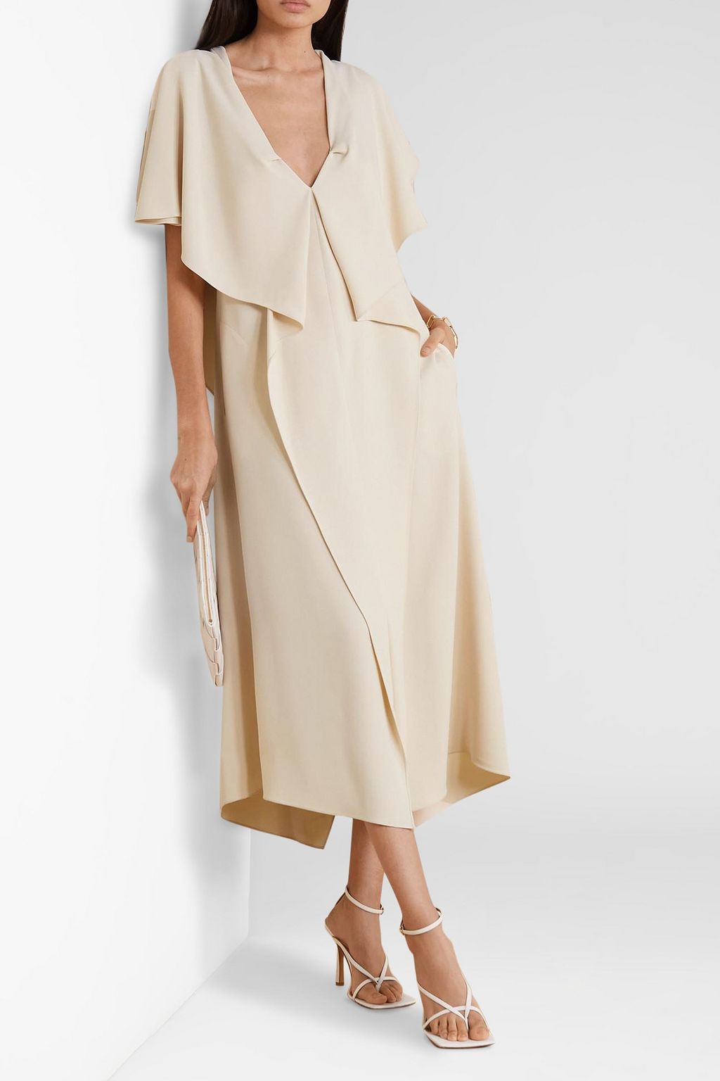 ROLAND MOURET Dolen draped crepe midi dress