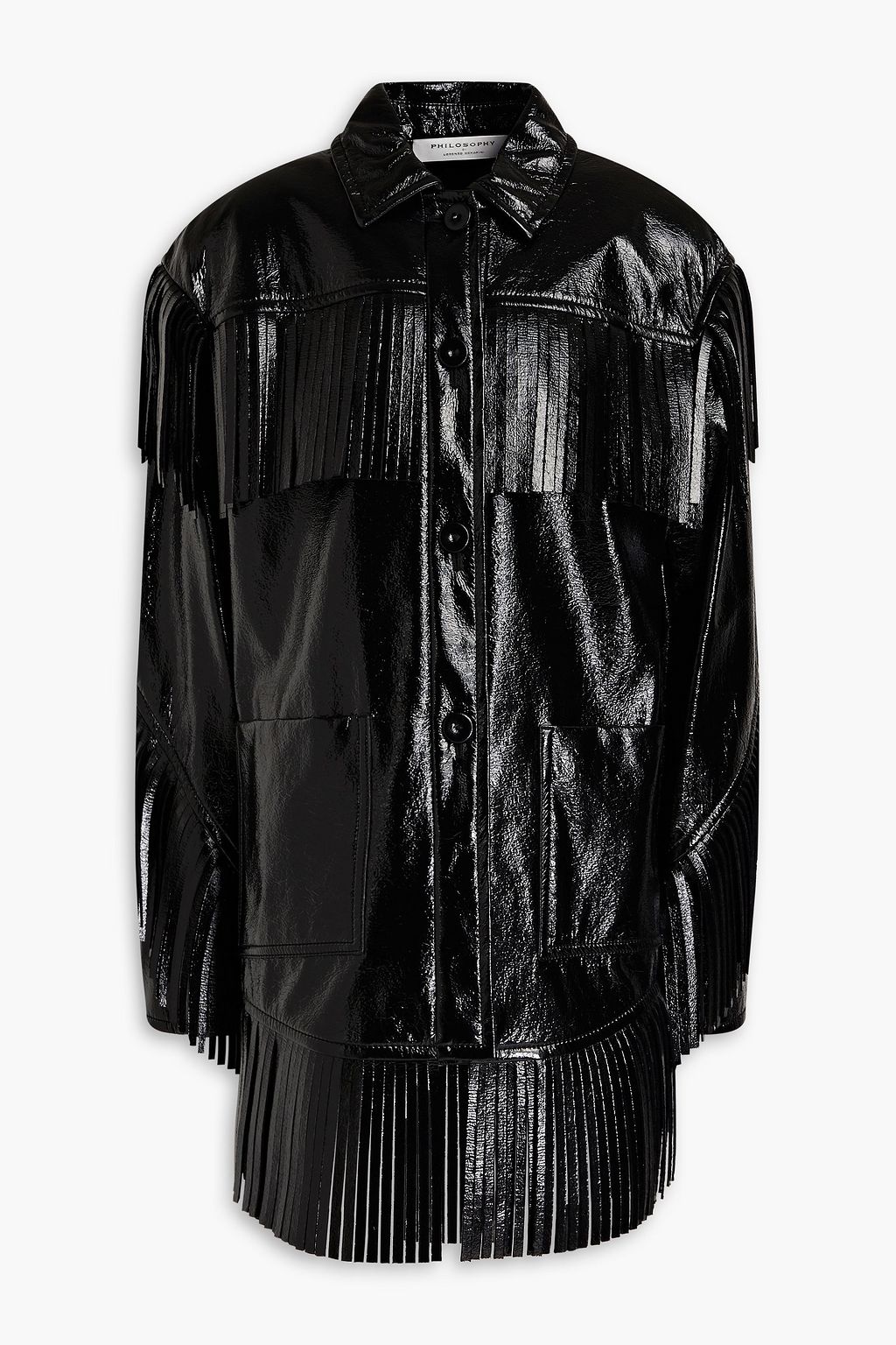 Sandro fringe deals leather jacket
