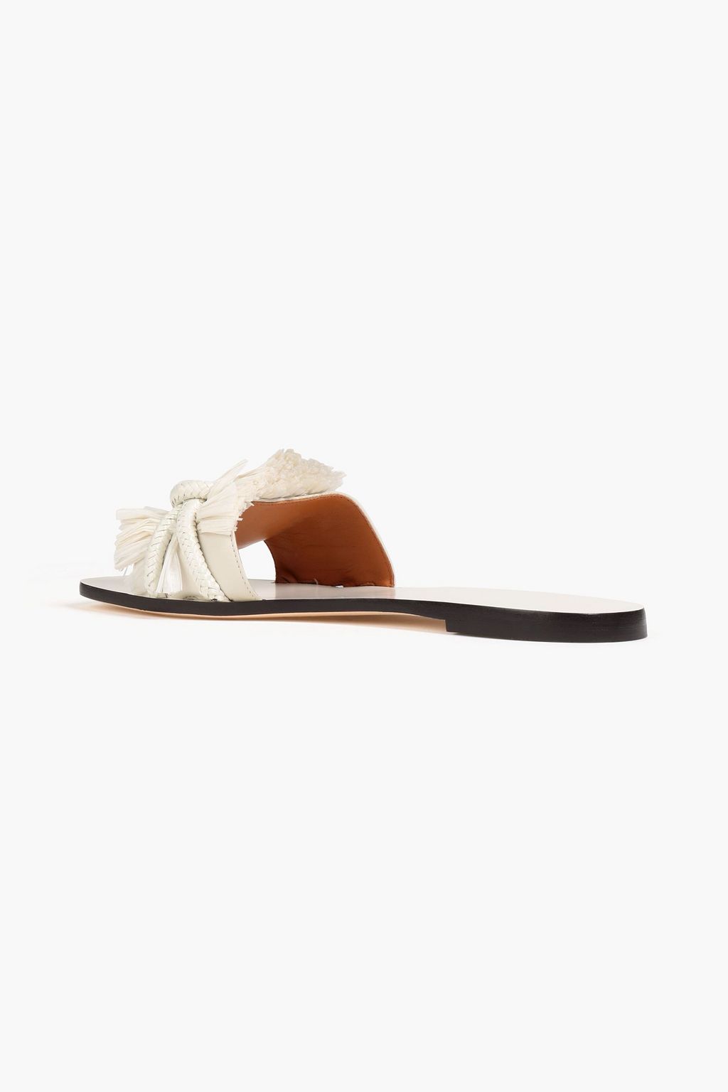 TORY BURCH 프린지 장식 가죽 & 코드 슬라이드 샌들