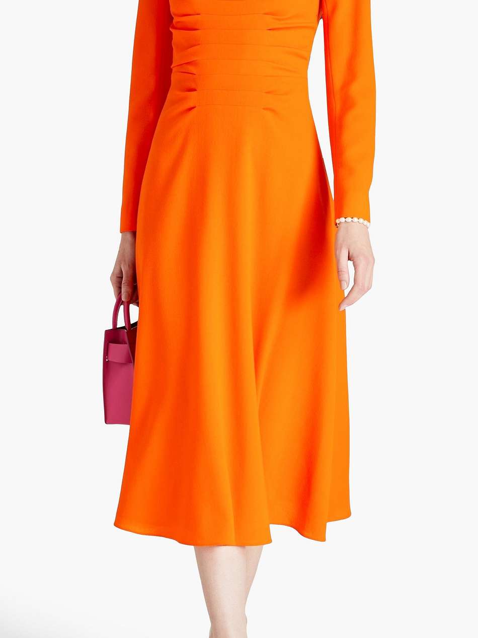 cutout ruched wool-crepe midi dress