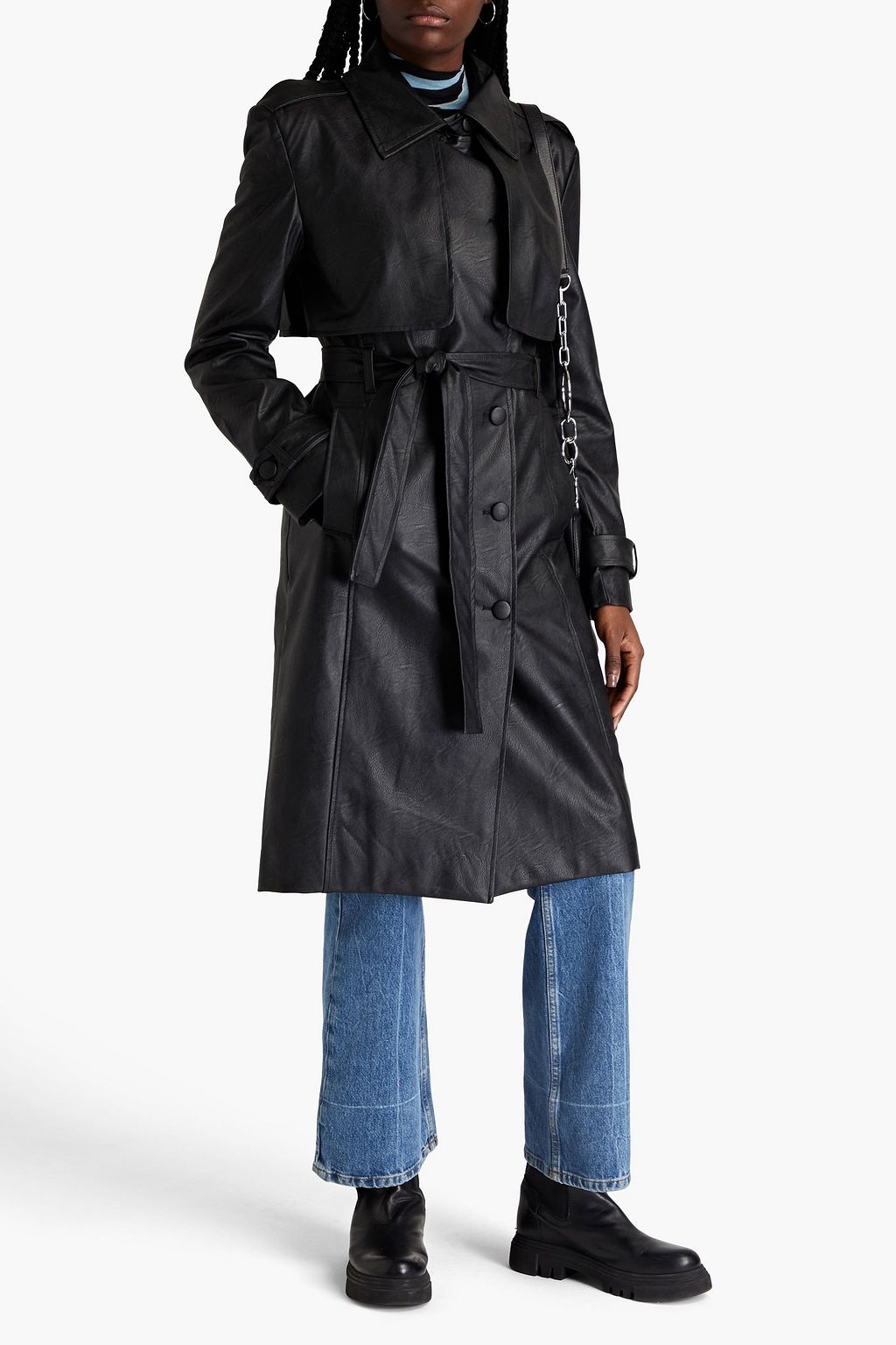 EACH X OTHER Trenchcoat aus Kunstleder mit Gürtel