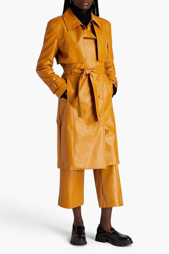 EACH X OTHER Belted faux leather trench coat THE