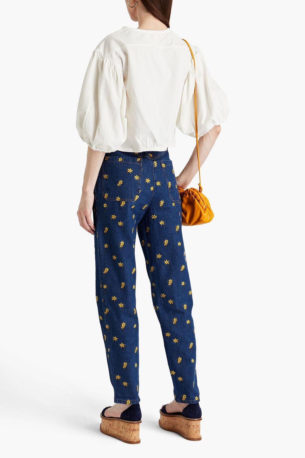 MEADOWS Embroidered highrise tapered jeans THE