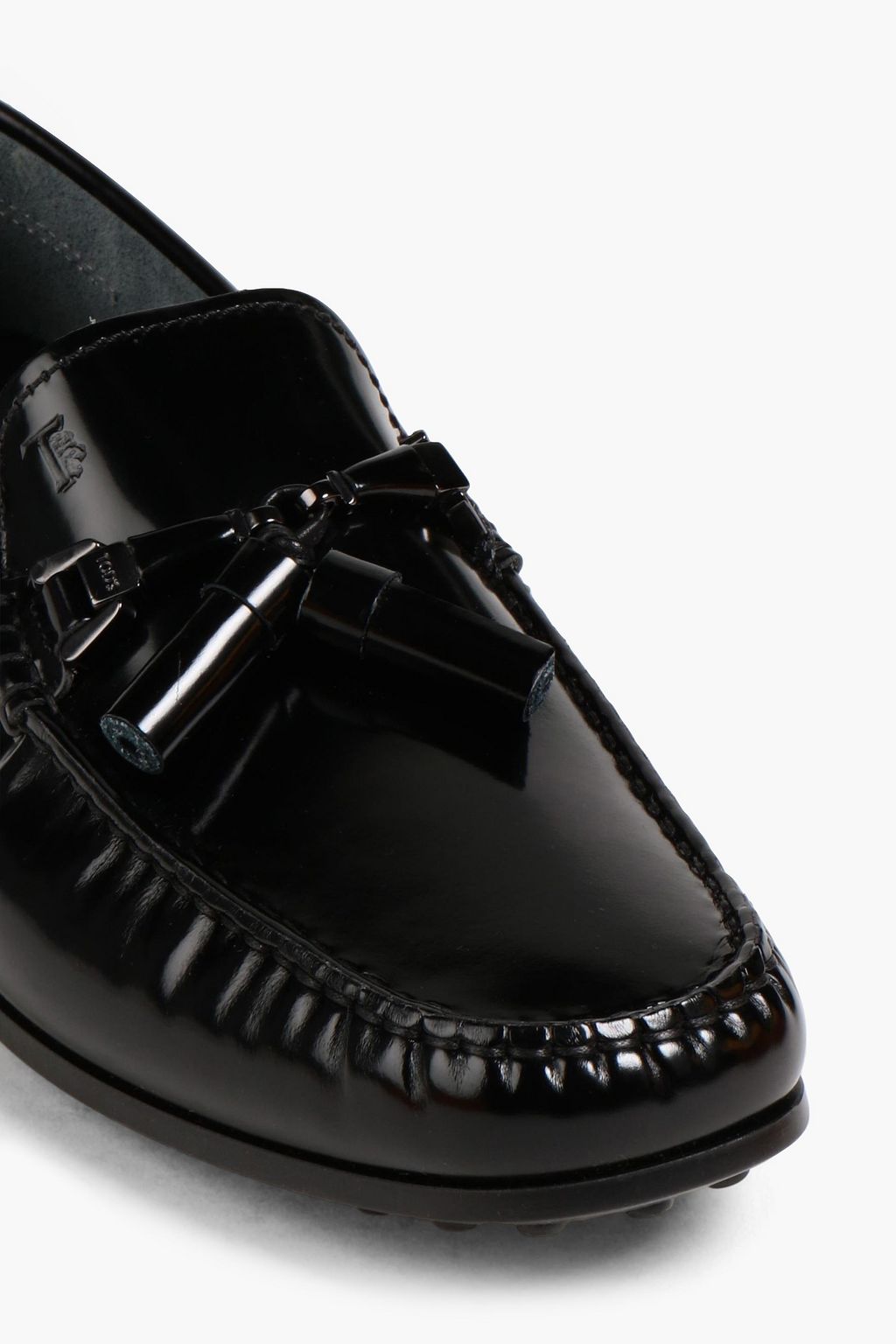 TOD'S Tasseled glossed-leather driving shoes