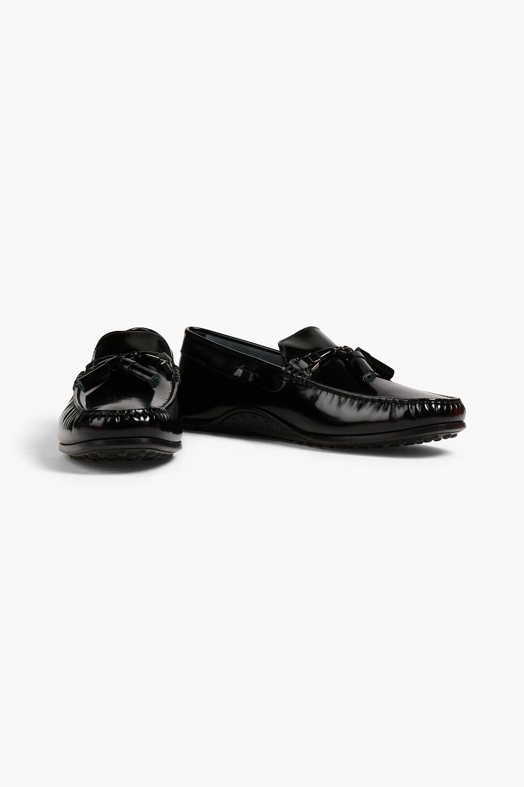 TOD'S Tasseled glossed-leather driving shoes