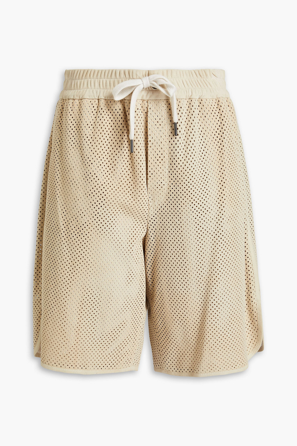 Perforated suede shorts