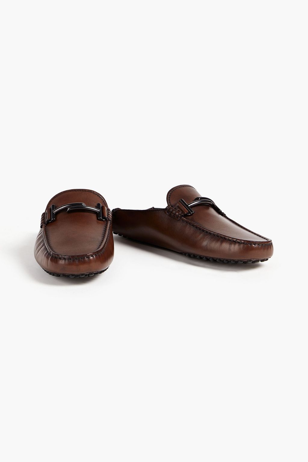 TOD'S Double T burnished leather slippers