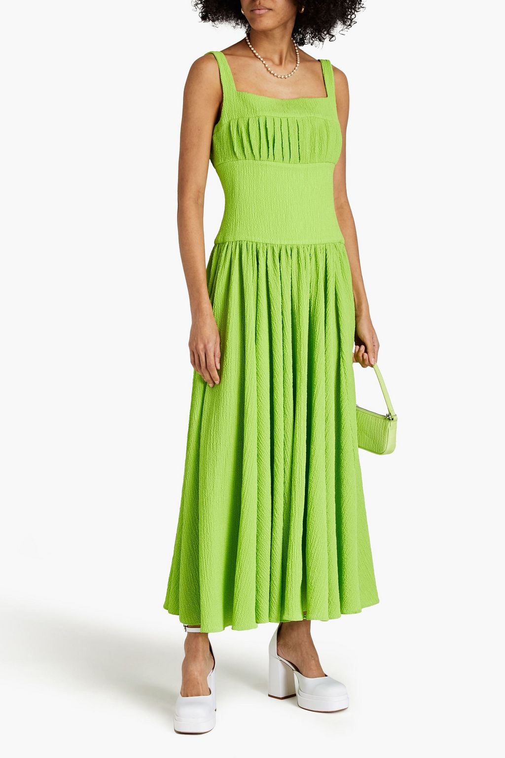 EMILIA WICKSTEAD Gathered cloqué midi dress