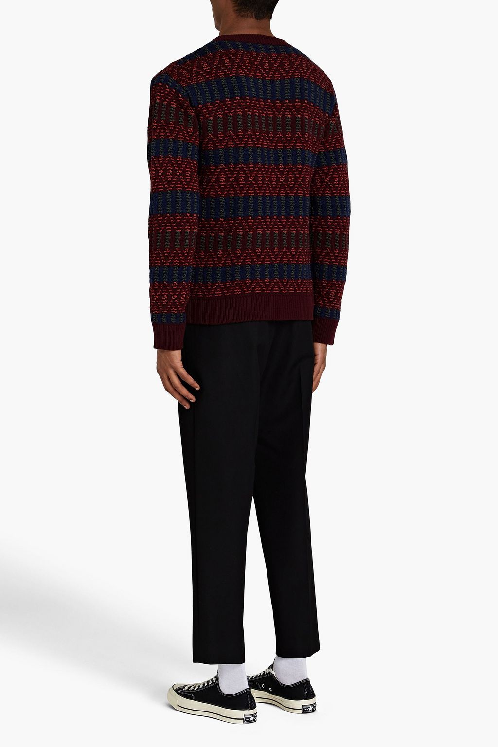 MAISON KITSUNÉ Striped cable-knit wool-blend sweater
