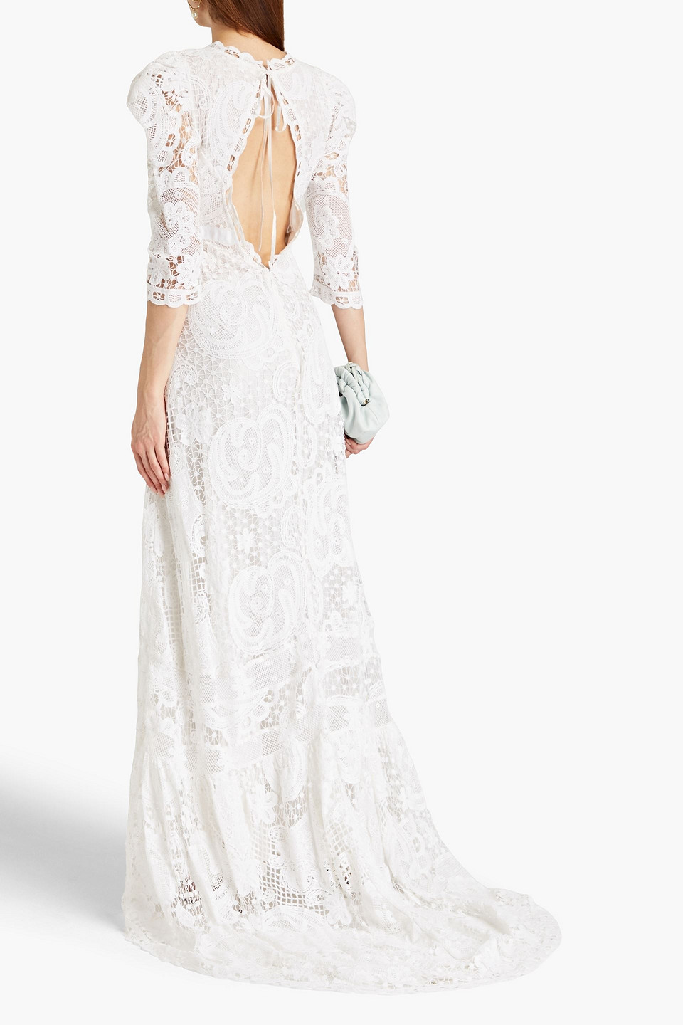 Shop Loveshackfancy Cloud Cutout Cotton Crocheted Lace Maxi Dress In Off-white