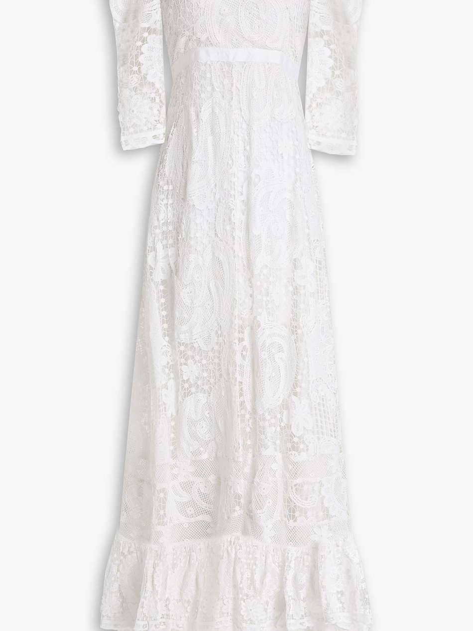 cloud cutout cotton crocheted lace maxi dress