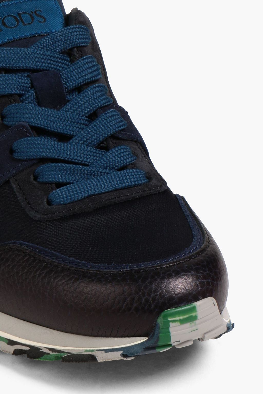 TOD'S Pebbled-leather, suede and shell sneakers
