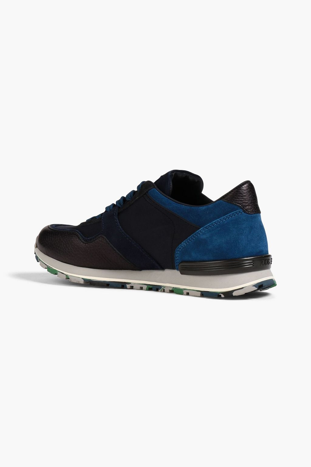 TOD'S Pebbled-leather, suede and shell sneakers
