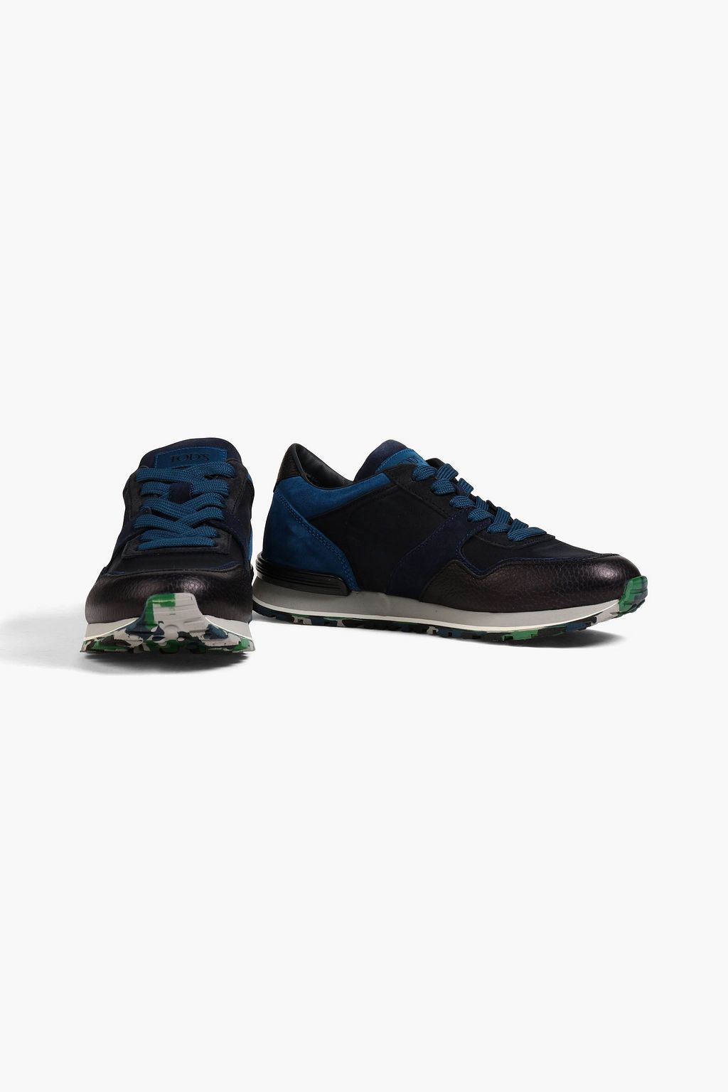 TOD'S Pebbled-leather, suede and shell sneakers