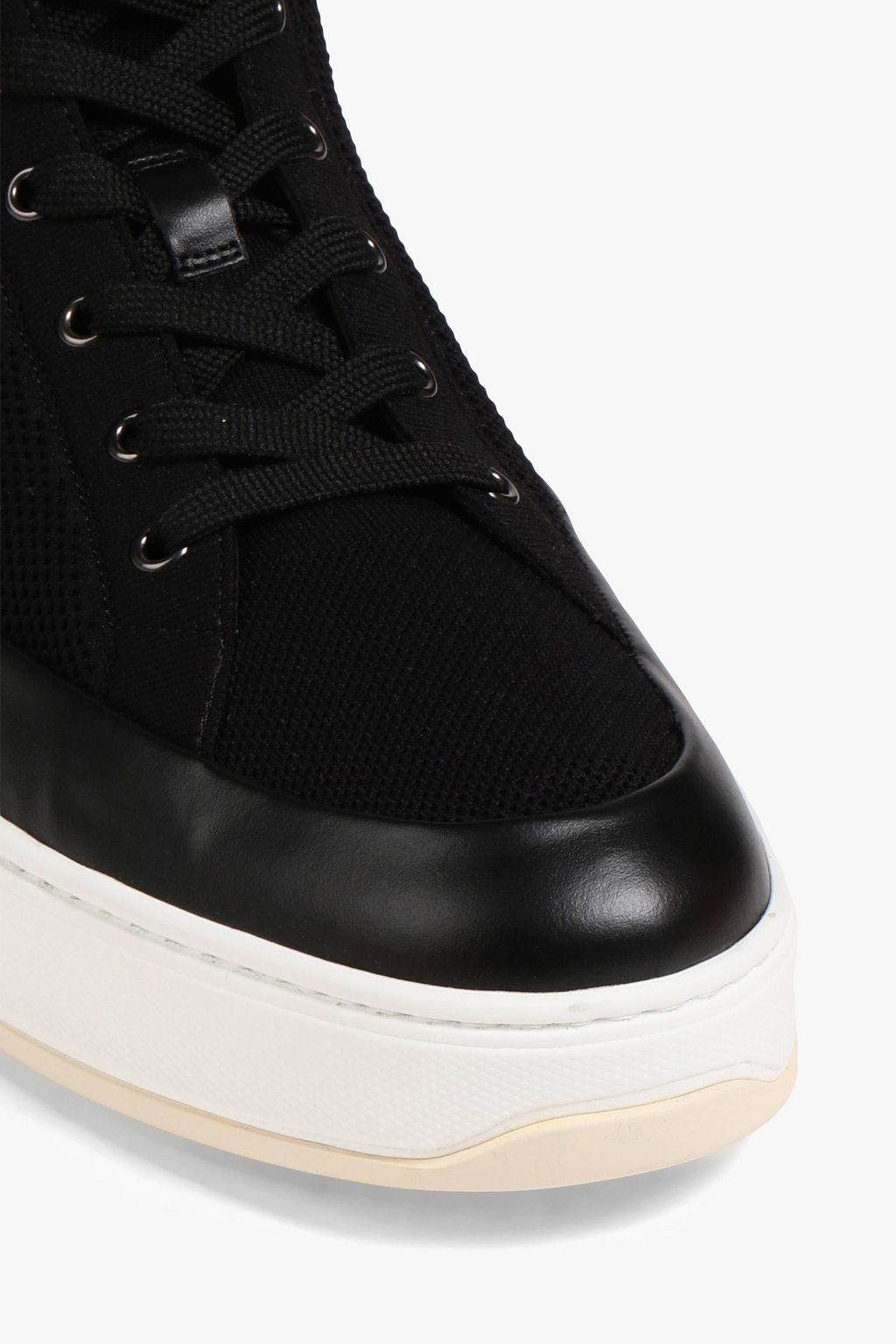 TOD'S Leather-trimmed mesh high-top sneakers