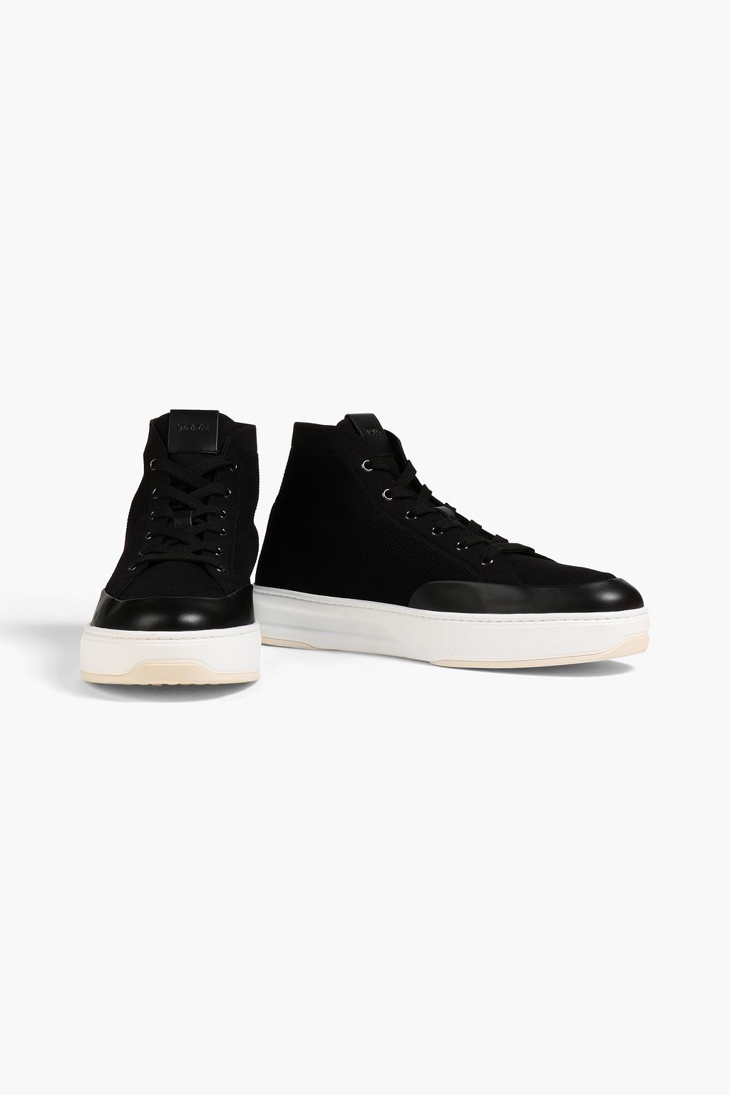 TOD'S Leather-trimmed mesh high-top sneakers