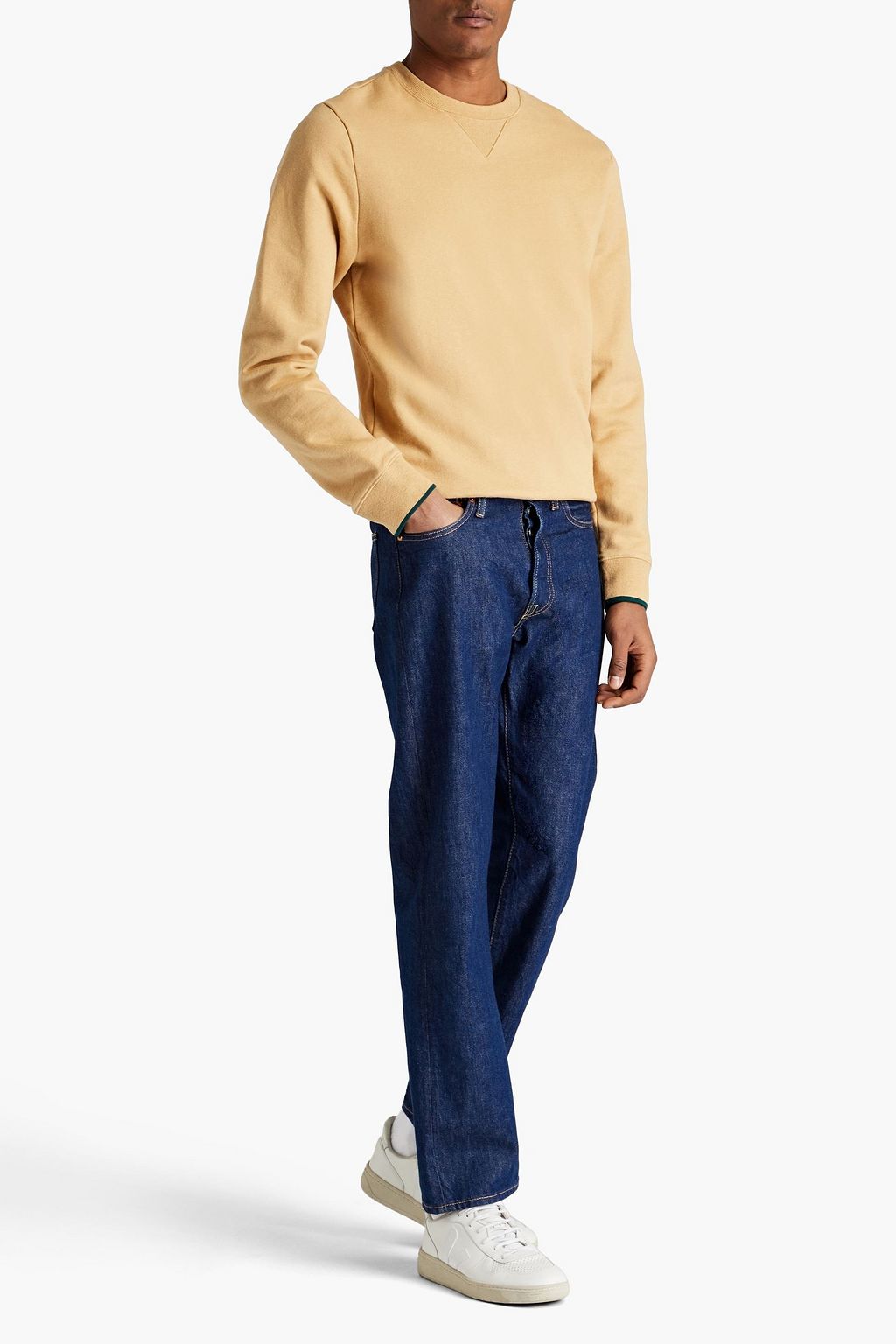 MAISON KITSUNÉ Embroidered cotton and wool-blend fleece sweatshirt