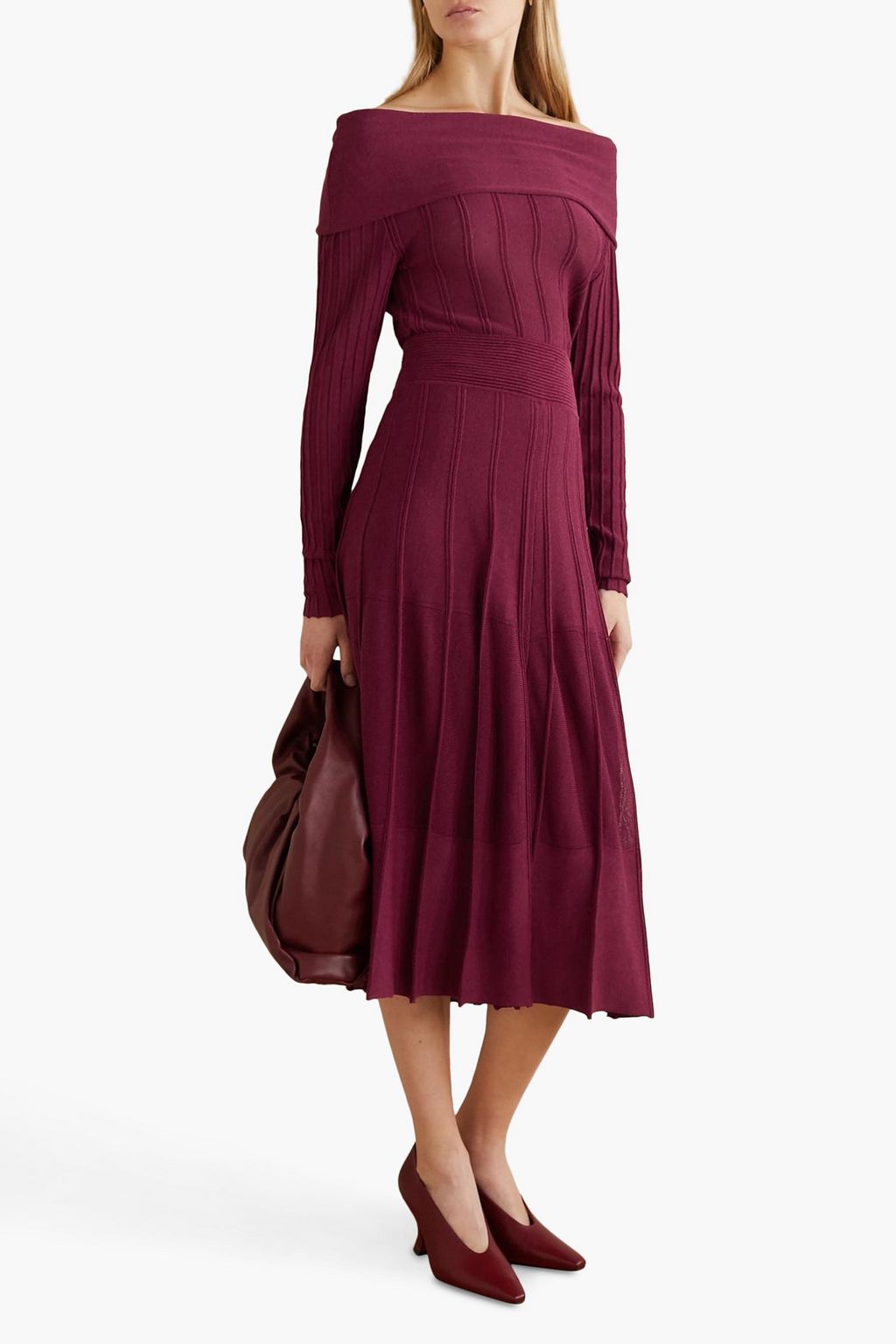 AGNONA Off-the-shoulder ribbed-knit top