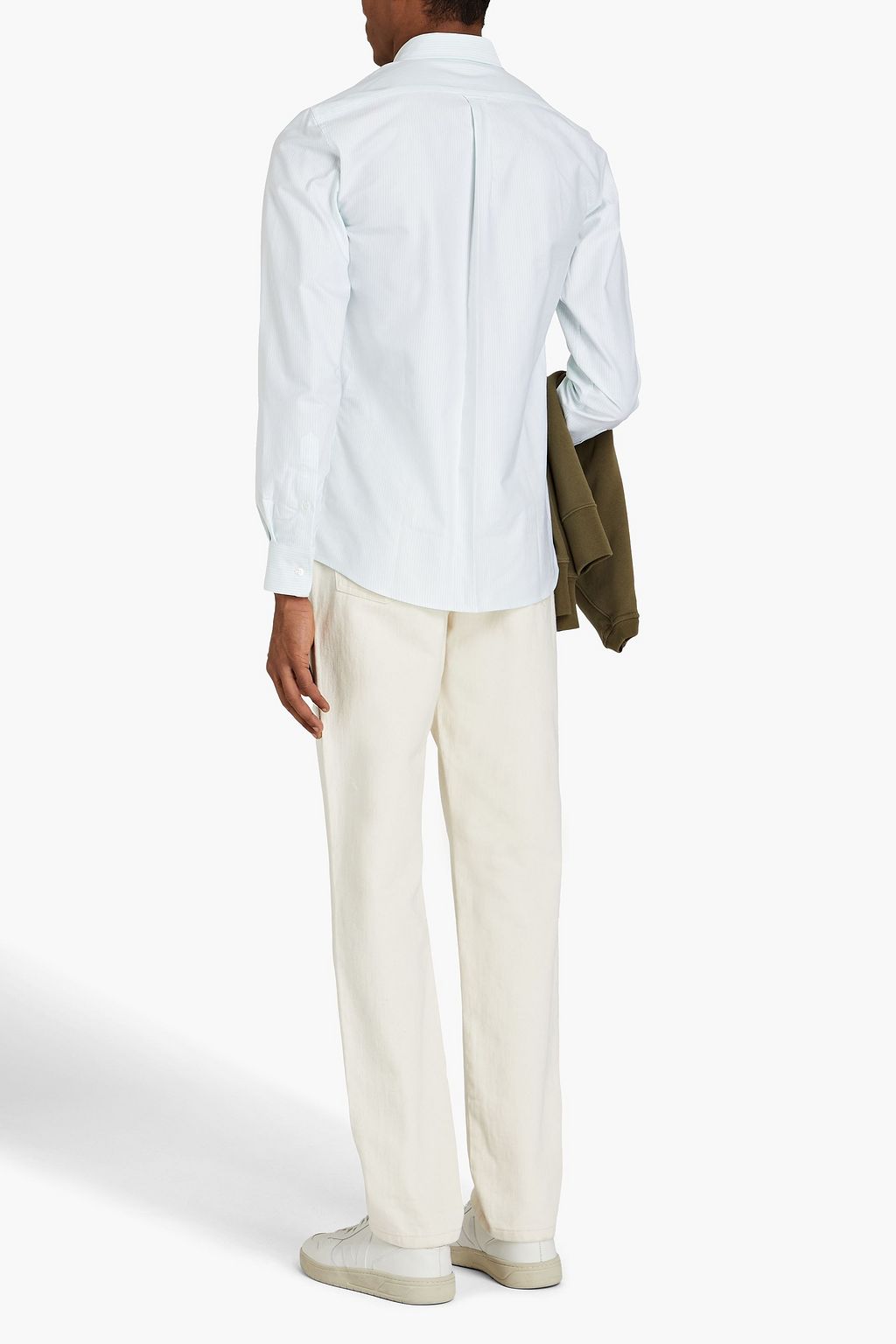 MAISON KITSUNÉ Embroidered striped cotton Oxford shirt