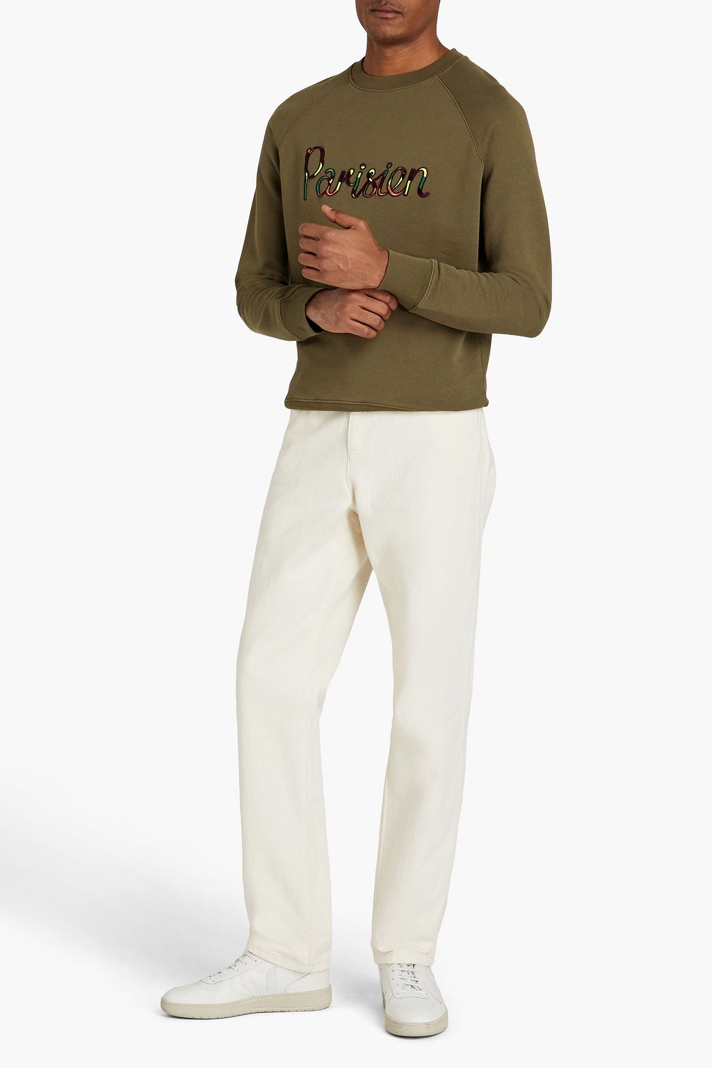 MAISON KITSUNÉ Sweatshirt aus Baumwollfrottee mit Stickereien
