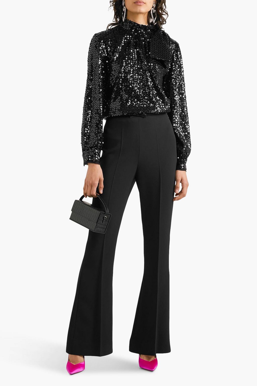 MIU MIU Satin-trimmed cady flared pants