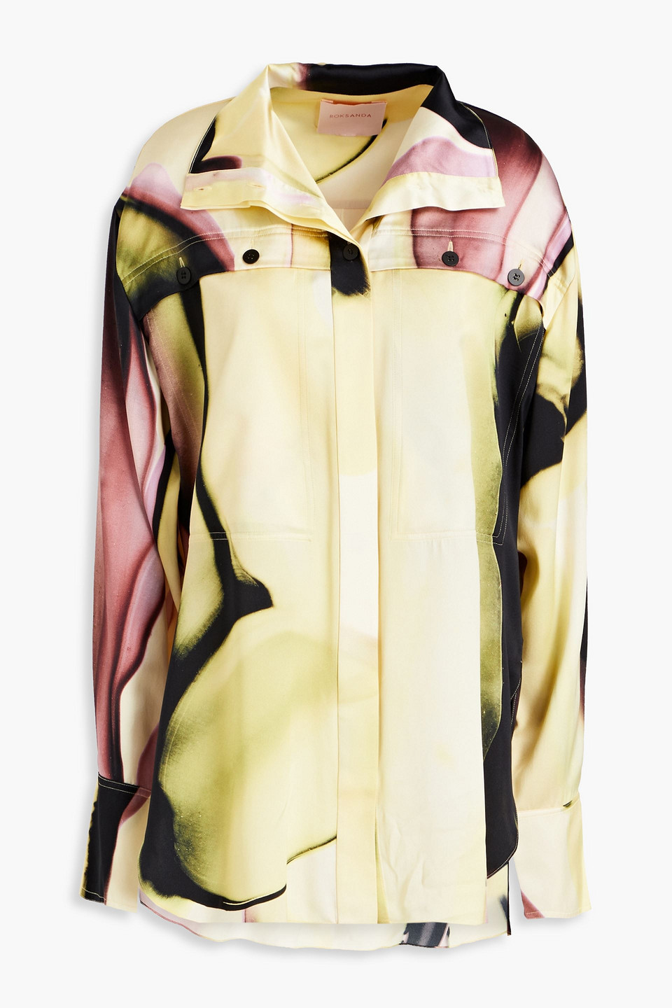 Roksanda Printed Silk-satin Shirt In Pastel Yellow