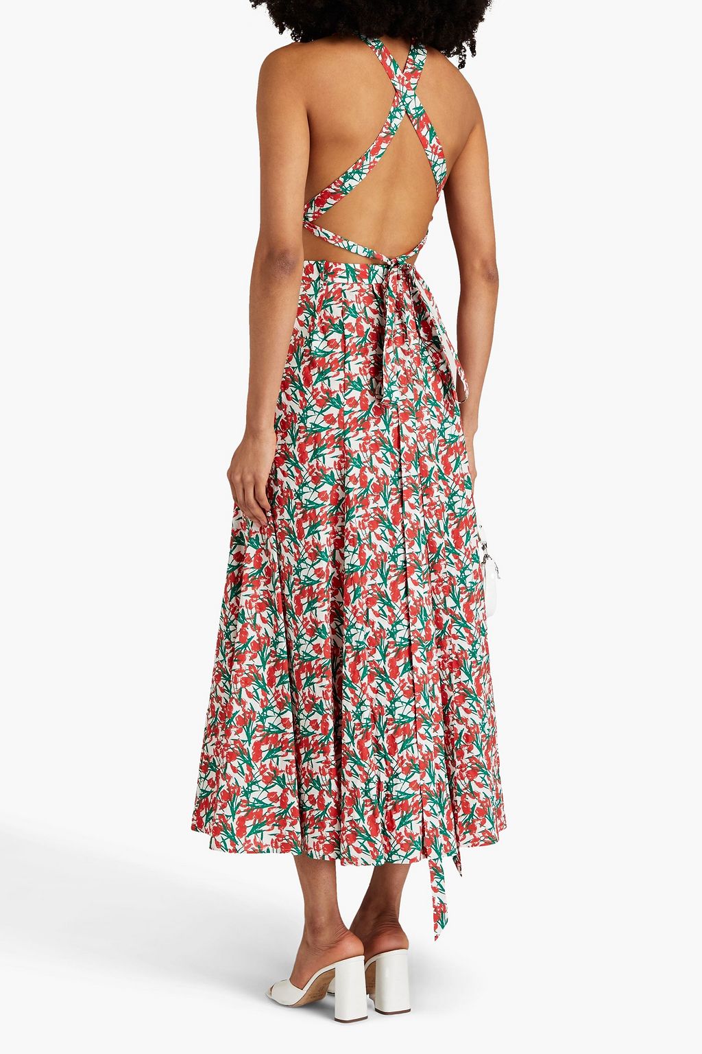 PHILOSOPHY DI LORENZO SERAFINI Cutout printed cotton-poplin midi dress