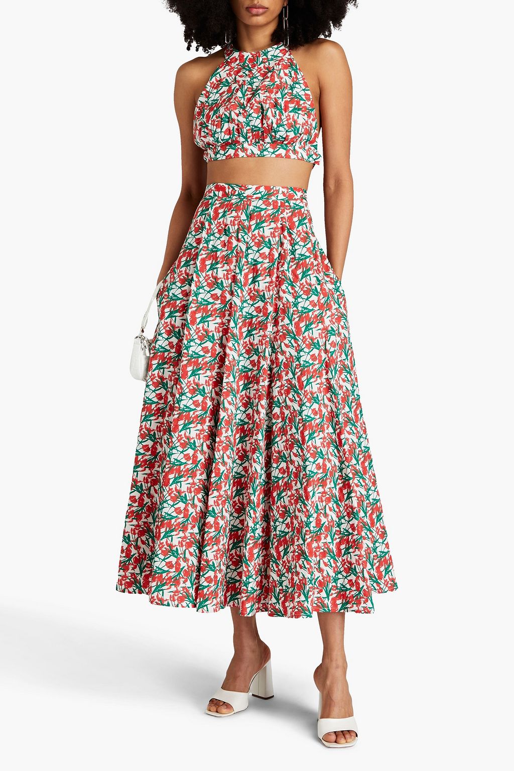 PHILOSOPHY DI LORENZO SERAFINI Cutout printed cotton-poplin midi dress