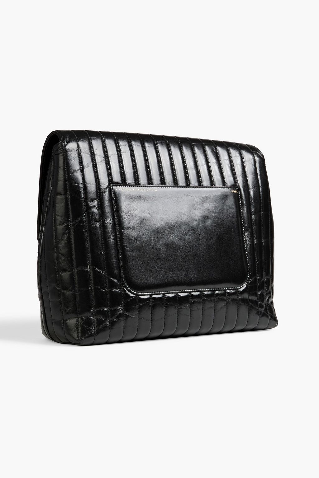 VICTORIA BECKHAM Quilted crinkled glossed-leather shoulder bag