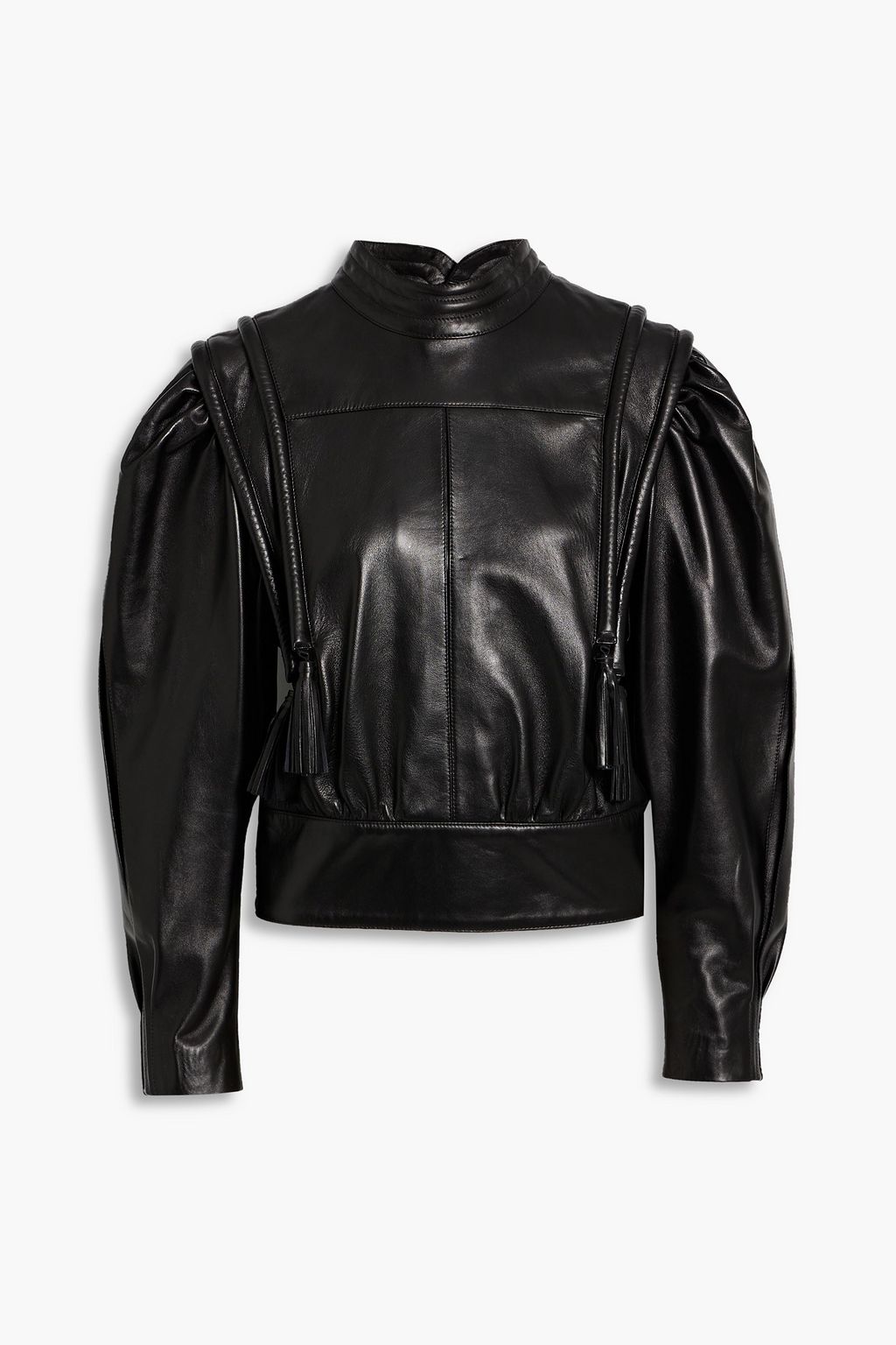 Lars gathered leather blouse
