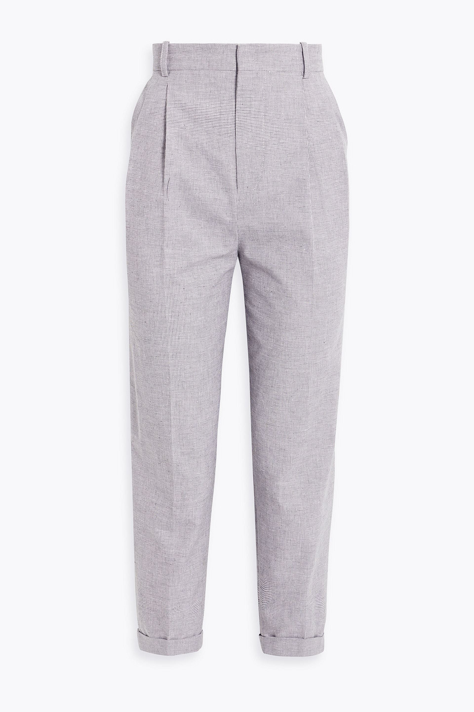 Isabel Marant Étoile Lowea Houndstooth Cotton And Linen-blend Tapered Pants In Lilac