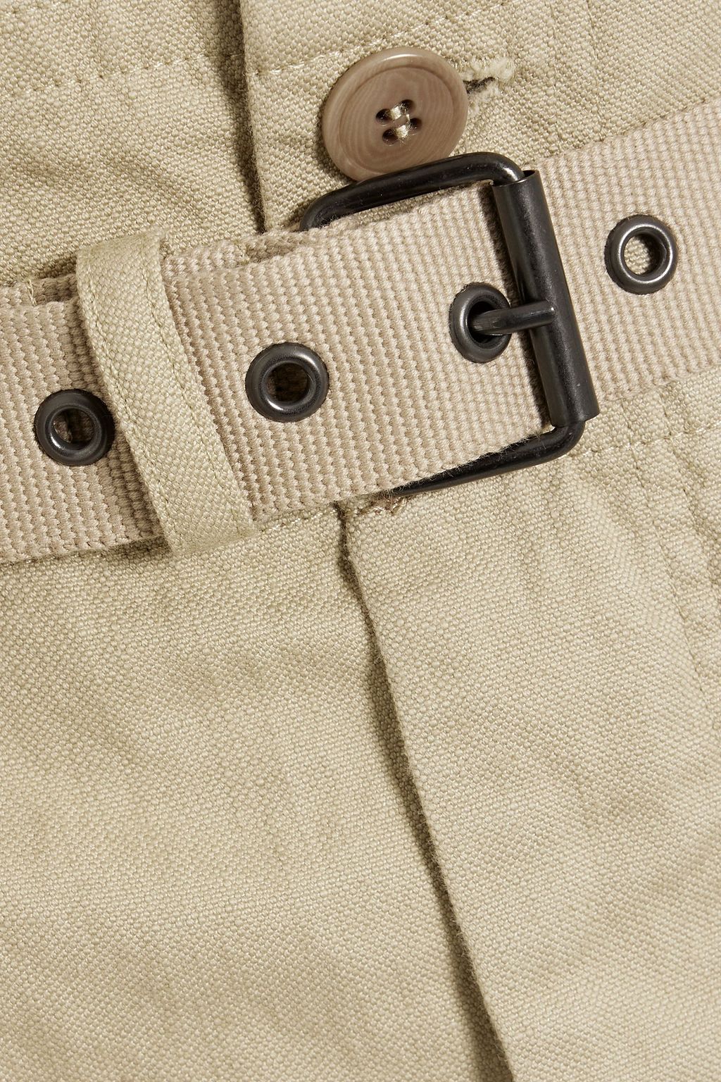 MARANT ÉTOILE Rinny belted cotton and linen-blend tapered pants