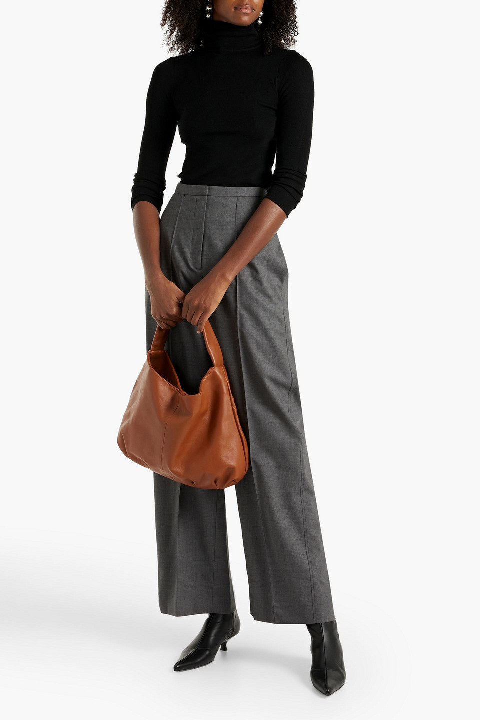 Totême Wool-blend Wide-leg Pants In Gray