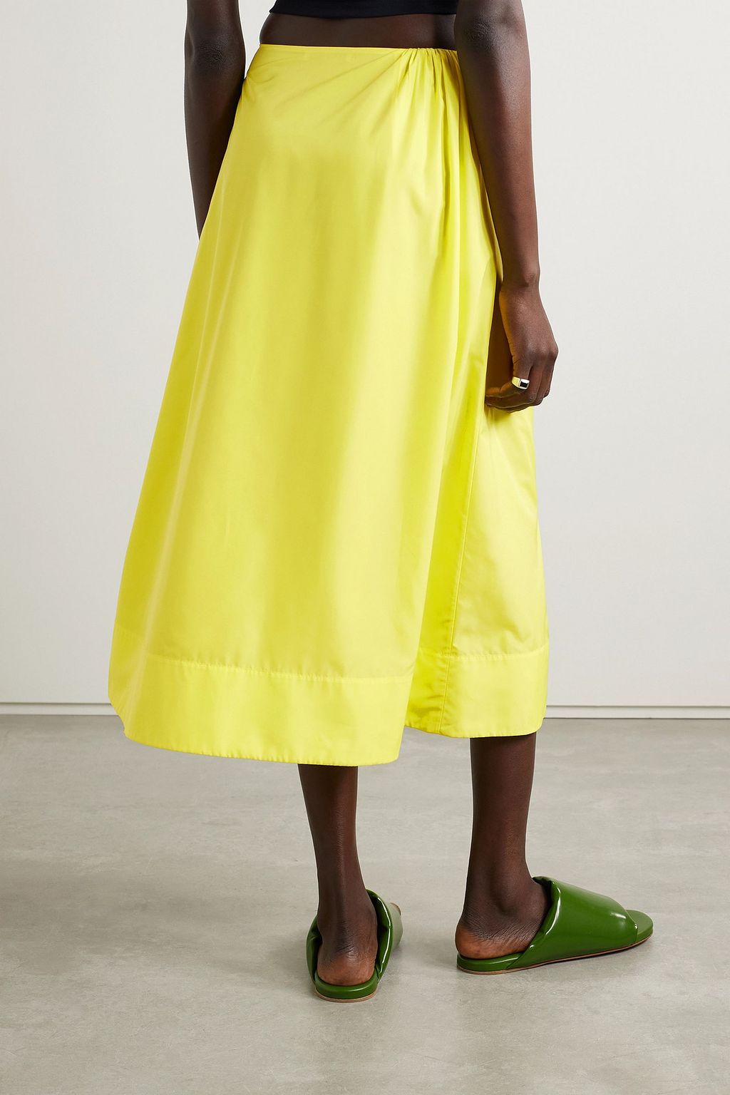 TIBI Gathered shell midi skirt
