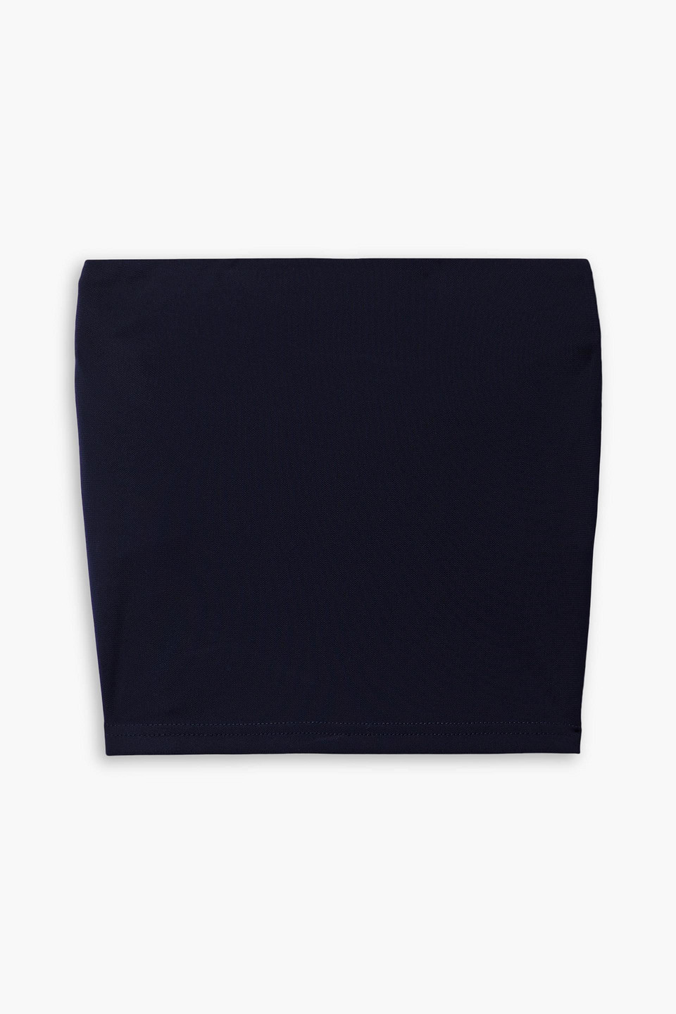 Tibi Harlow Cropped Strapless Satin-jersey Top In Navy