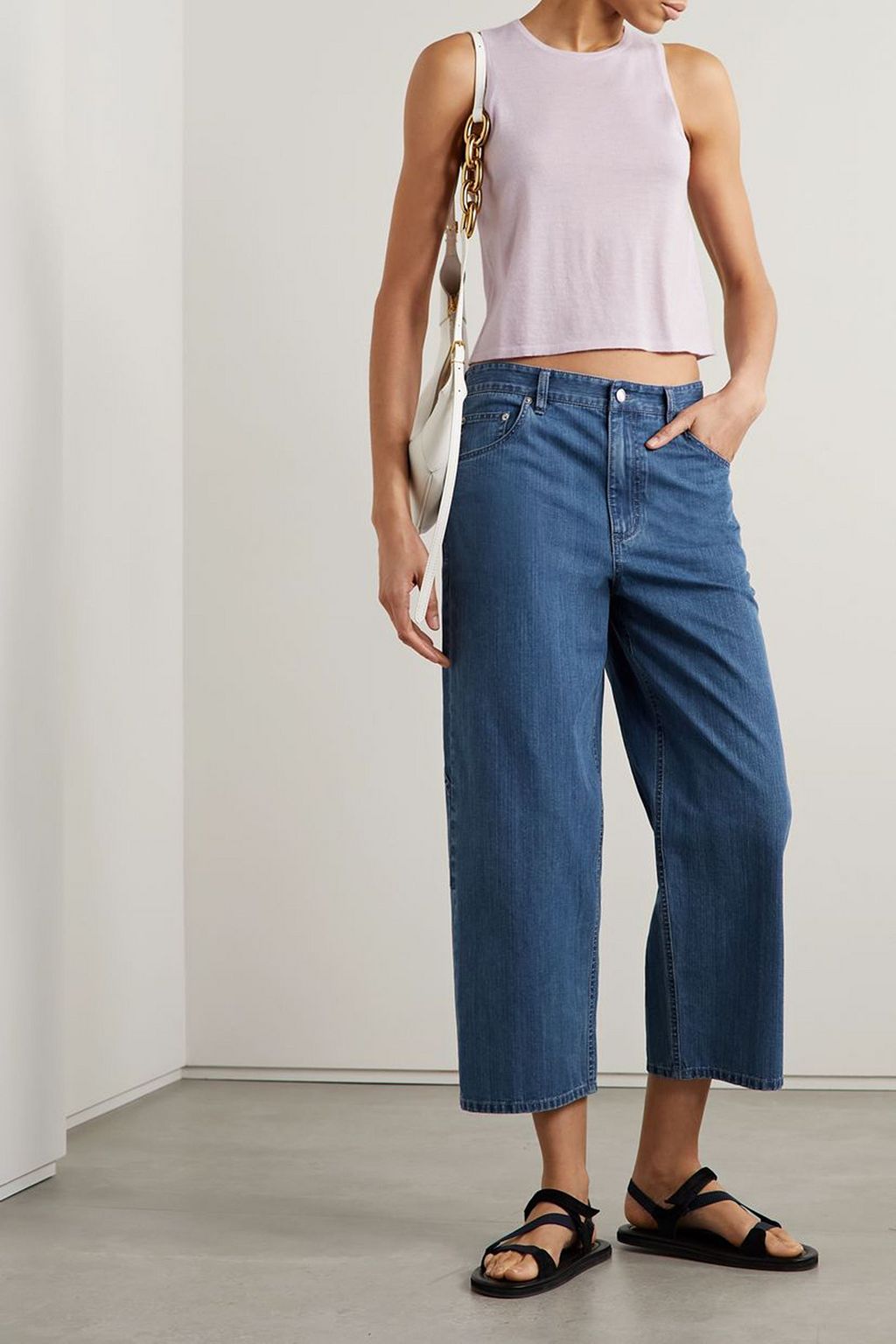 TIBI Halbhohe Jeans mit weitem Bein